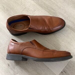 Clarks Loafer Whiddon Step Dark Tan Leather size 9 casual‎ dressy